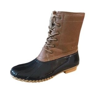JBU by Jambu Womens Mid Calf Rain Boots Size 9.5 Brown Lace Up Duck Boot